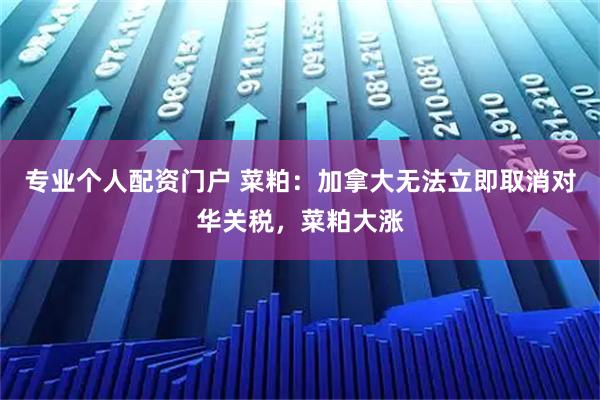 专业个人配资门户 菜粕：加拿大无法立即取消对华关税，菜粕大涨